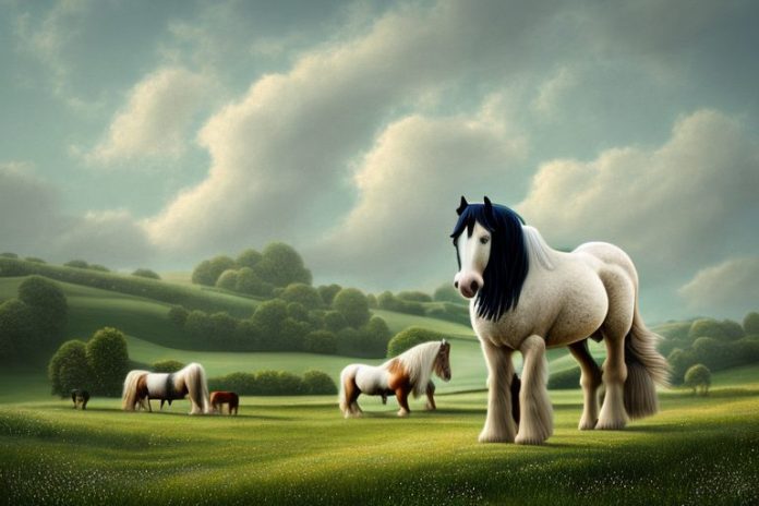 A shire horse in a rural landscape