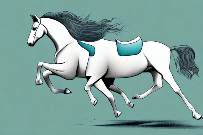 A trakehner horse galloping in a field in kroonstad