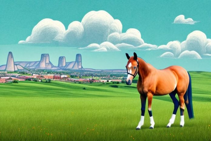 A trakehner horse in a field