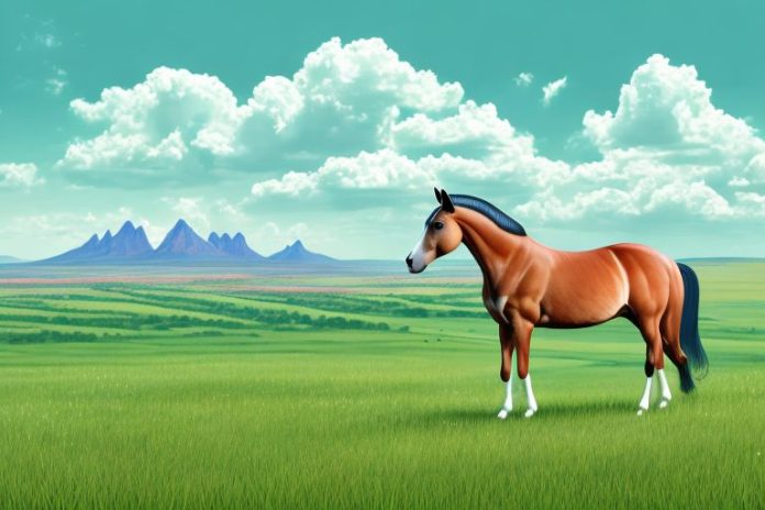 A trakehner horse in a field