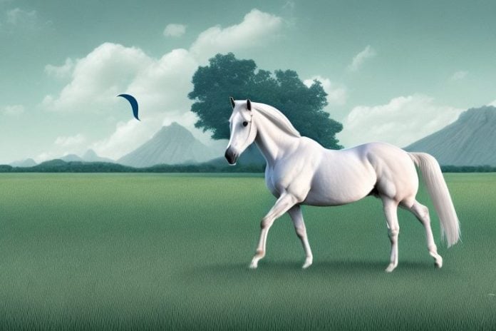 A trakehner horse in a field