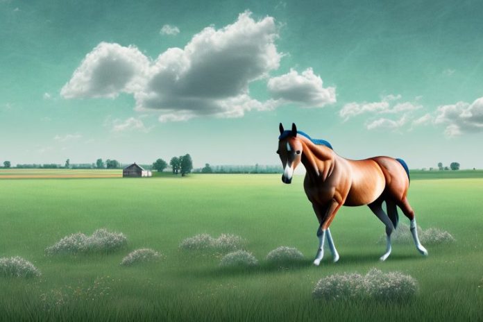 A trakehner horse in a field