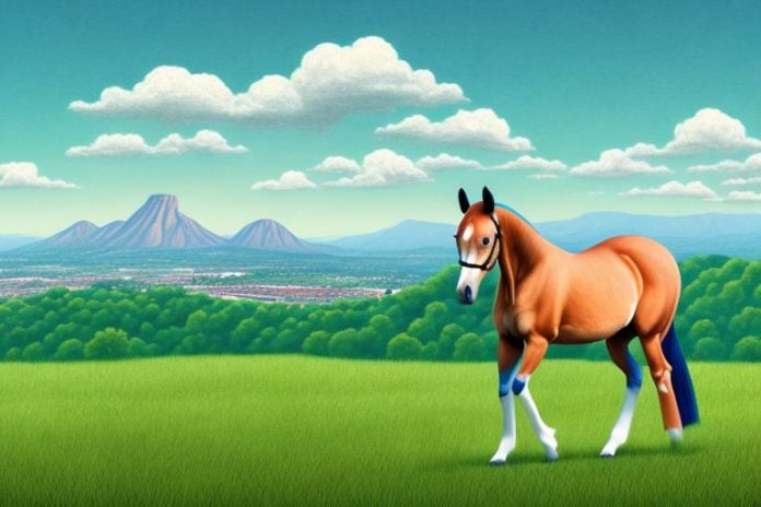 A trakehner horse in a field