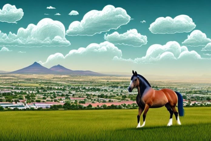 A trakehner horse in a field