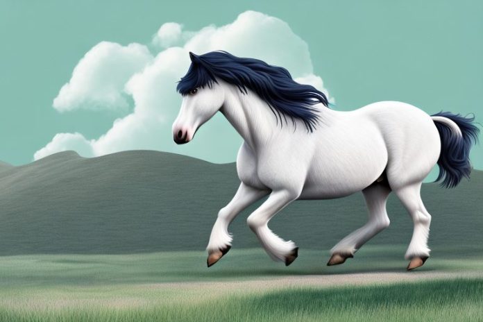 A majestic shire horse galloping through a picturesque landscape in the northern cape