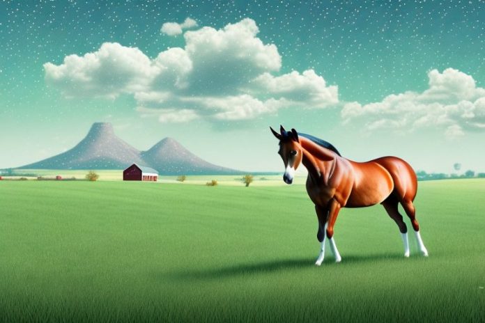 A trakehner horse in a field