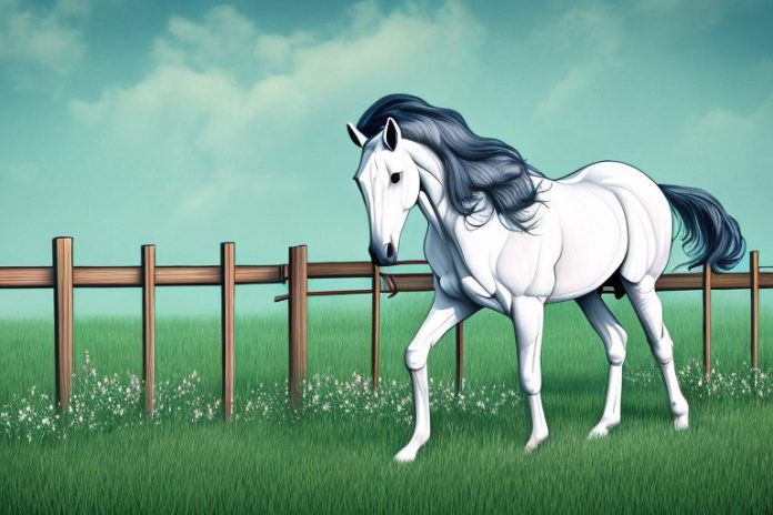 A trakehner horse in a field