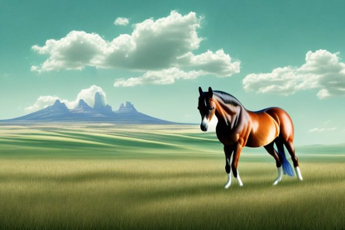 A trakehner horse in a field