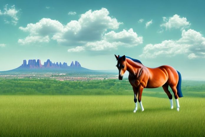 A trakehner horse in a field