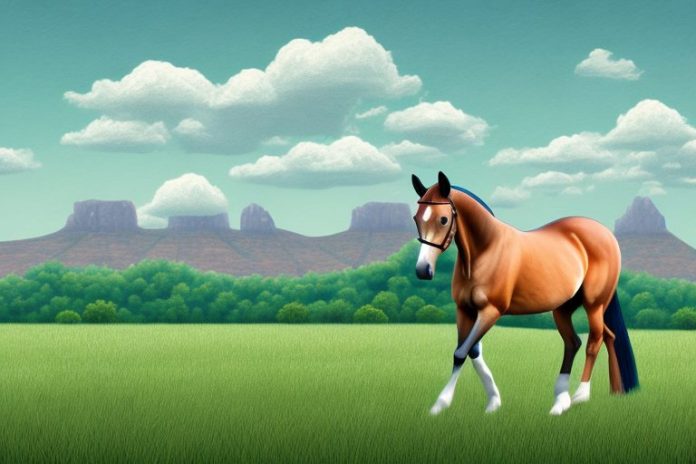 A trakehner horse in a field