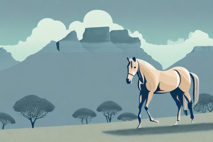 A trakehner horse in a scenic landscape in cape town