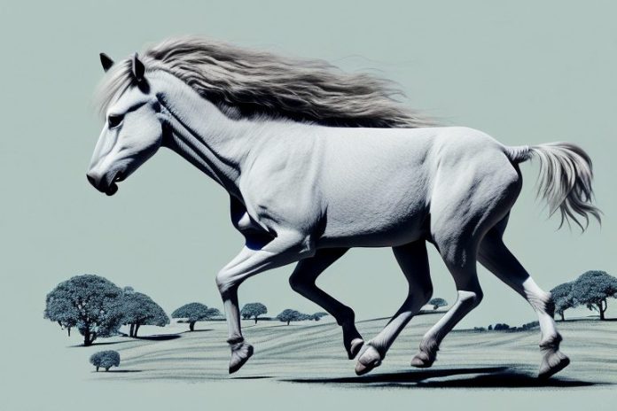 A kathiawari horse galloping through the rolling hills of kwa zulu natal