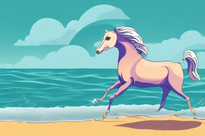 A kathiawari horse galloping through the beach in umhlanga