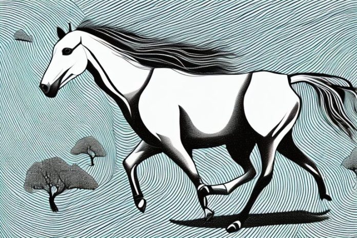 A kathiawari horse galloping through a rural landscape in mthatha