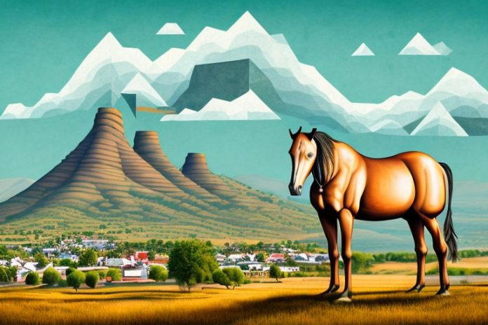 A kathiawari horse in a rural landscape