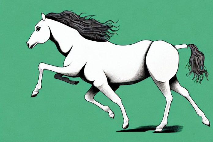 A kathiawari horse galloping through a grassy landscape in the free state