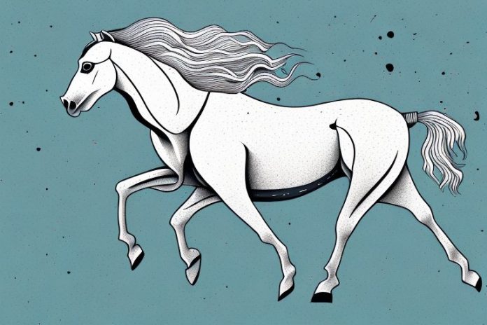 A kathiawari horse galloping through a pretorian landscape