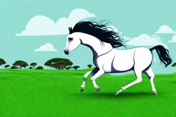 A kathiawari horse galloping through a grassy landscape in greater pretoria