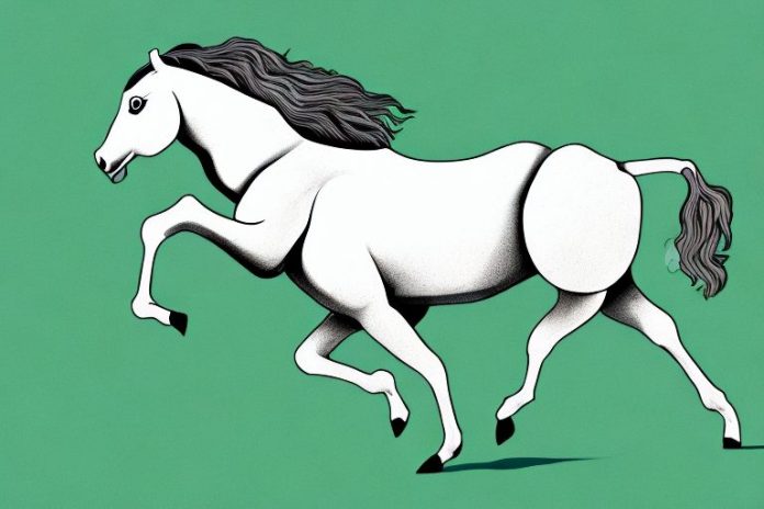 A kathiawari horse galloping through a grassy landscape in germiston