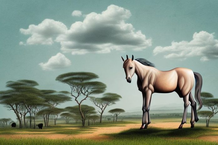A kathiawari horse in a rural landscape in limpopo