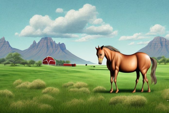 A kathiawari horse in a rural setting