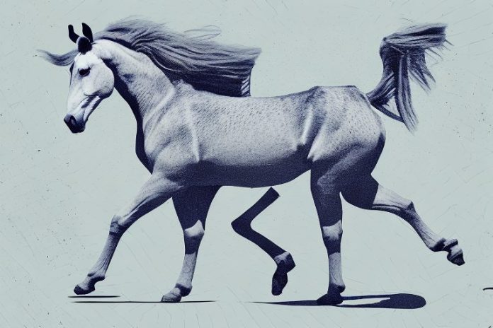 A kathiawari horse galloping through the giyani landscape