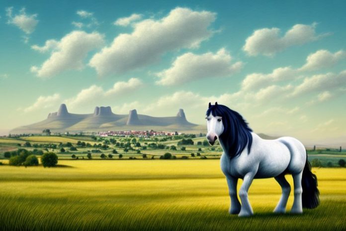 A shire horse in a field