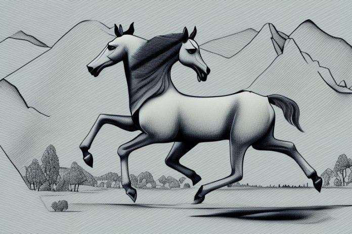 A kathiawari horse galloping through the countryside of lydenburg