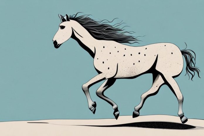 A kathiawari horse galloping through the desert landscape of kuruman