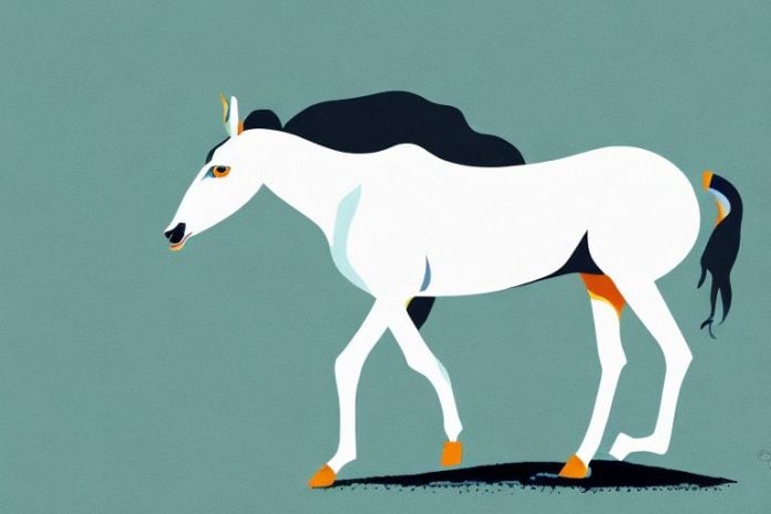 A kathiawari horse in the landscape of springbok