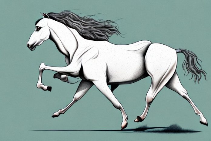 A kathiawari horse galloping through the countryside in rustenburg