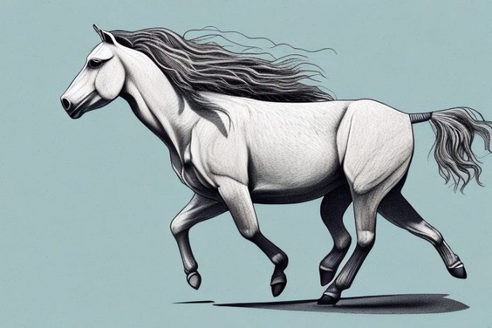 A kathiawari horse galloping through the landscape of orkney