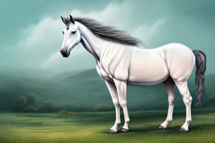 A kathiawari horse in a rural landscape