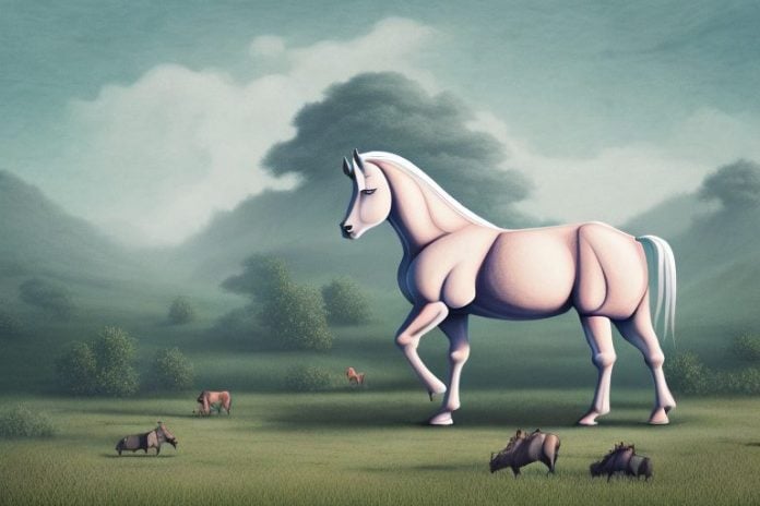 A kathiawari horse in a rural landscape near brits