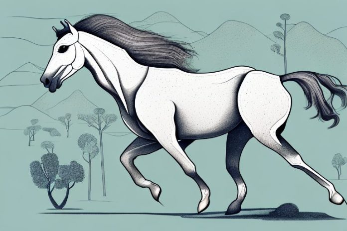 A kathiawari horse galloping through the landscape of hartbeespoort