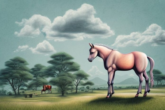 A kathiawari horse in a rural landscape in mogwase