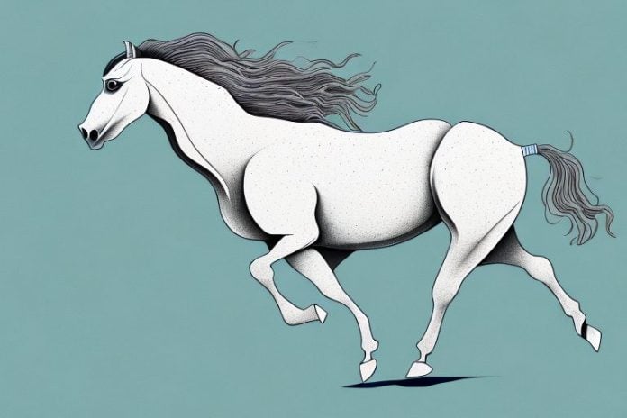 A kathiawari horse galloping through the landscape of mabopane