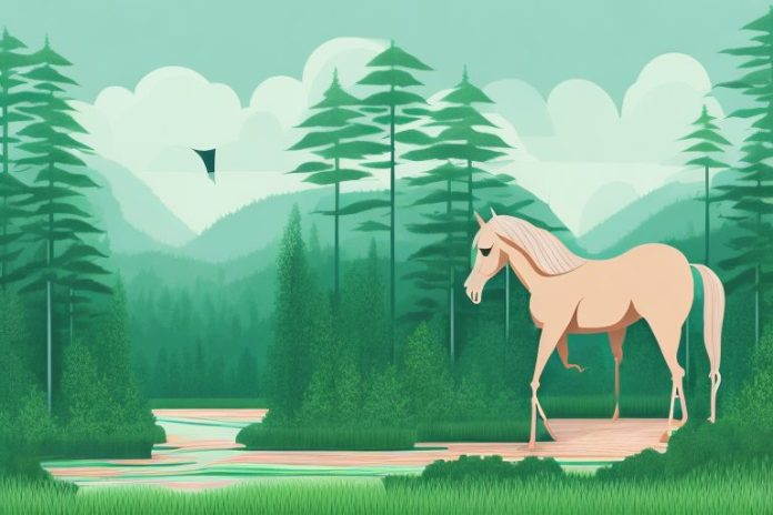 A horse in a forest setting
