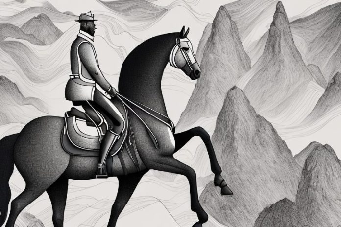 A horse and rider in the black forest of graaff-reinet