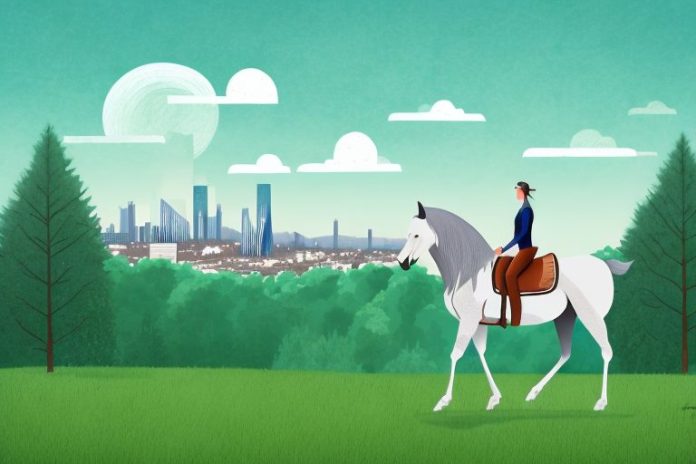 A horse and rider in a forest setting