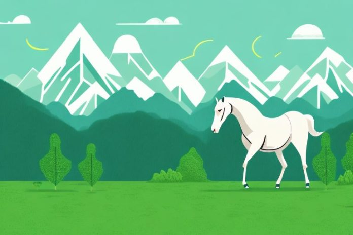 A horse in a lush