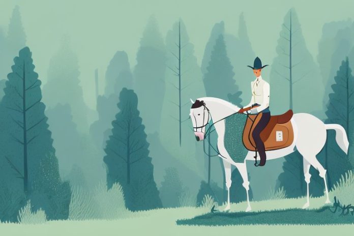 A horse and rider in a forest setting