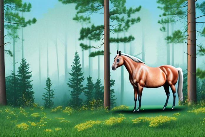 A horse in the black forest