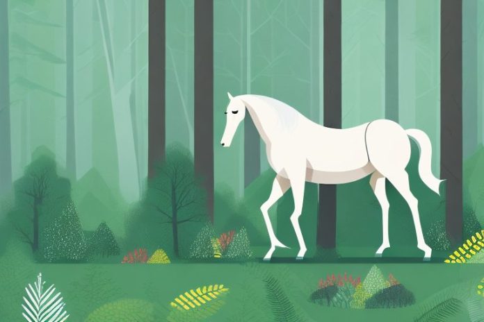 A horse in a forest