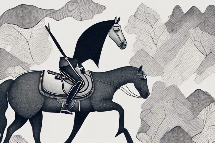 A horse and rider in the black forest in musina