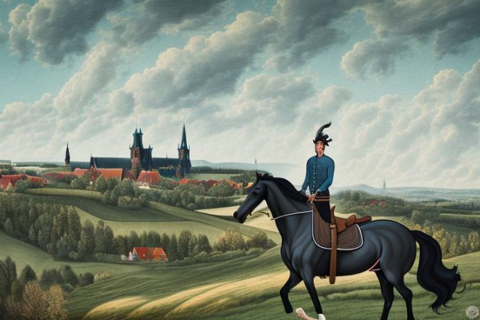 A horse and rider in the black forest