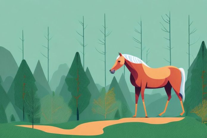 A horse in a forest