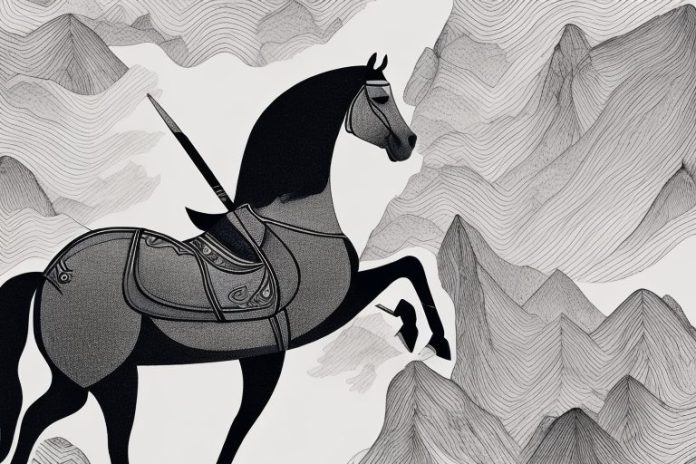A horse and rider in the black forest of kathu