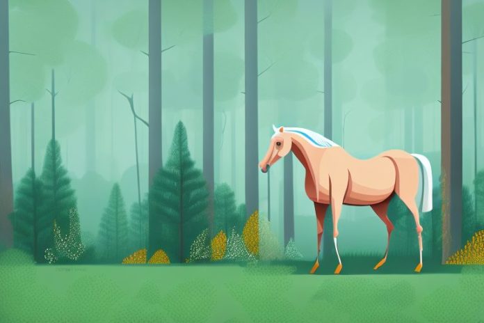 A horse in a forest