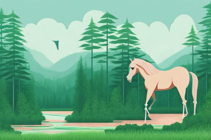 A horse in a forest setting